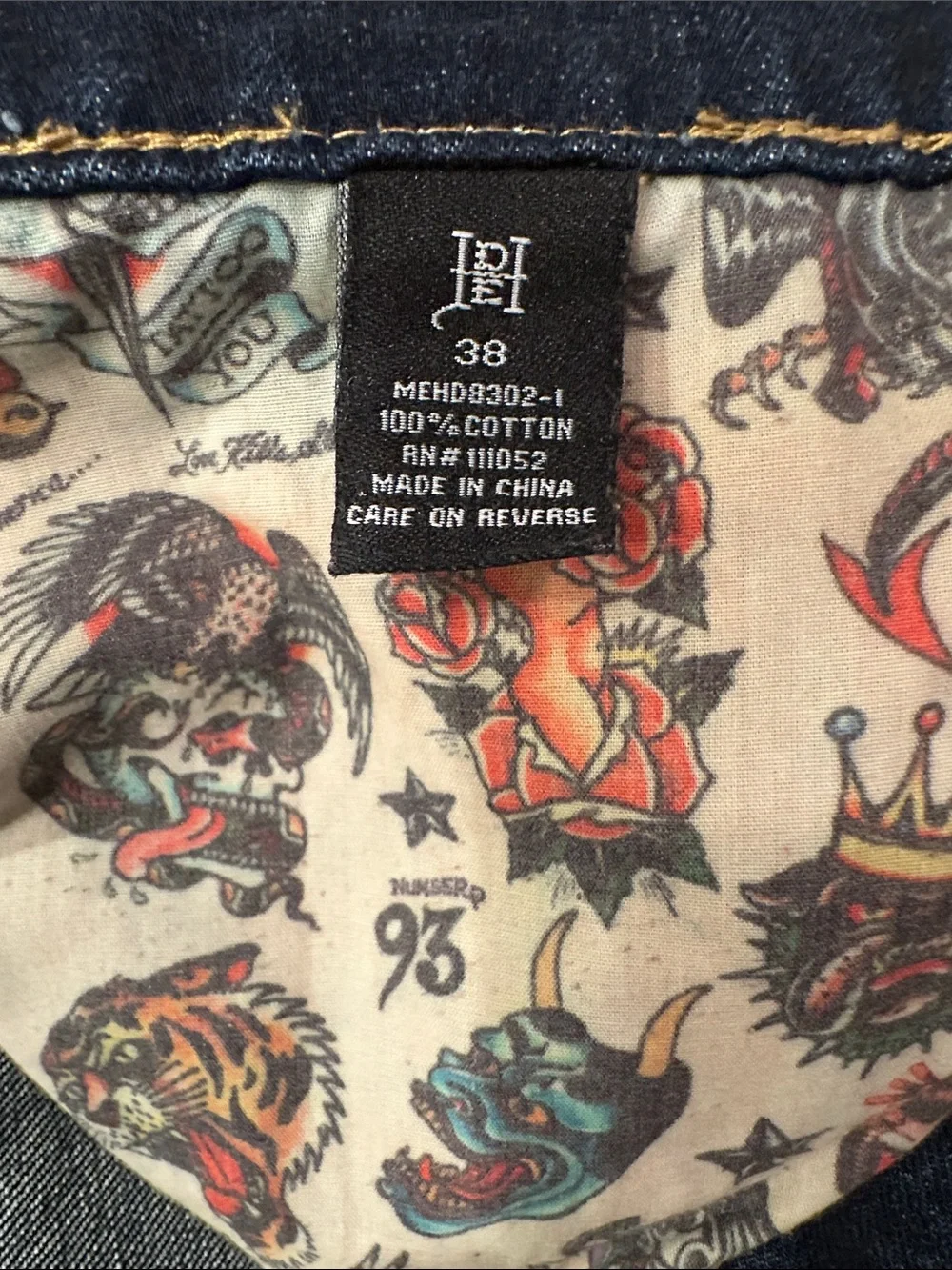 Ed Hardy TIGER Dark Blue Relaxed Straight Jeans